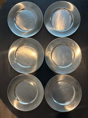 Vollrath Round Metal Stainless Steel 9” Salad Plates. 47659, Set of 6